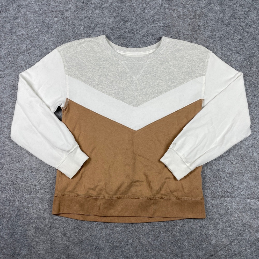 Abercrombie & Fitch Sweatshirt Womens M Brown Chevron Colorblock Soft Fleece